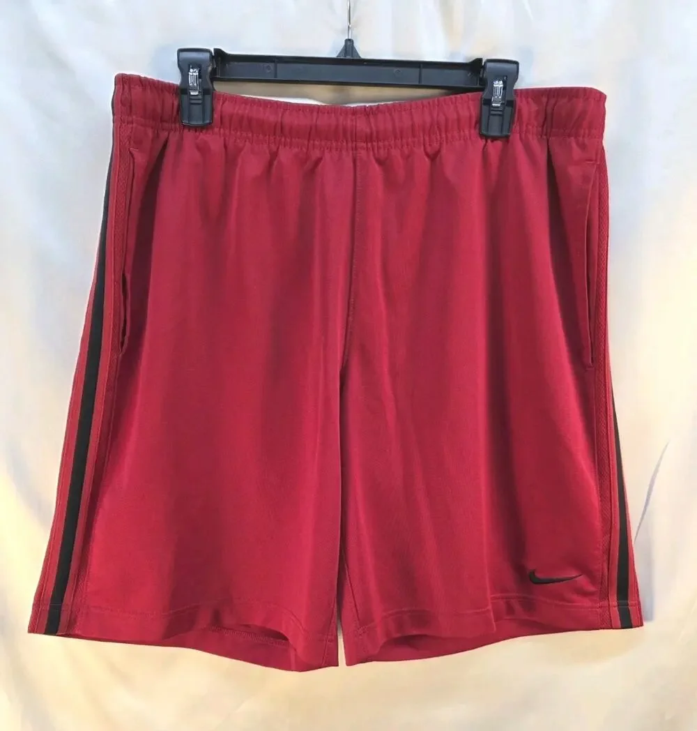 Nike Men's Large Red Athletic Shorts Basketball Sports Pockets Elastic Everyday